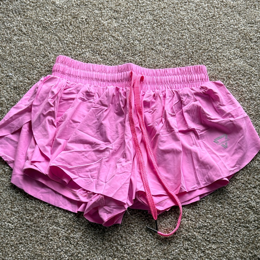 Amazon Pink Layered Women's Athletic Shorts with Drawstring